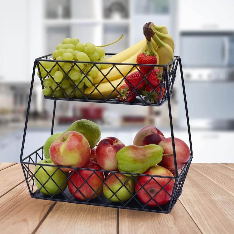 Gourmet Basics by Mikasa Lattice Farm Storage Basket 2 Tier - 14" x 12.5"