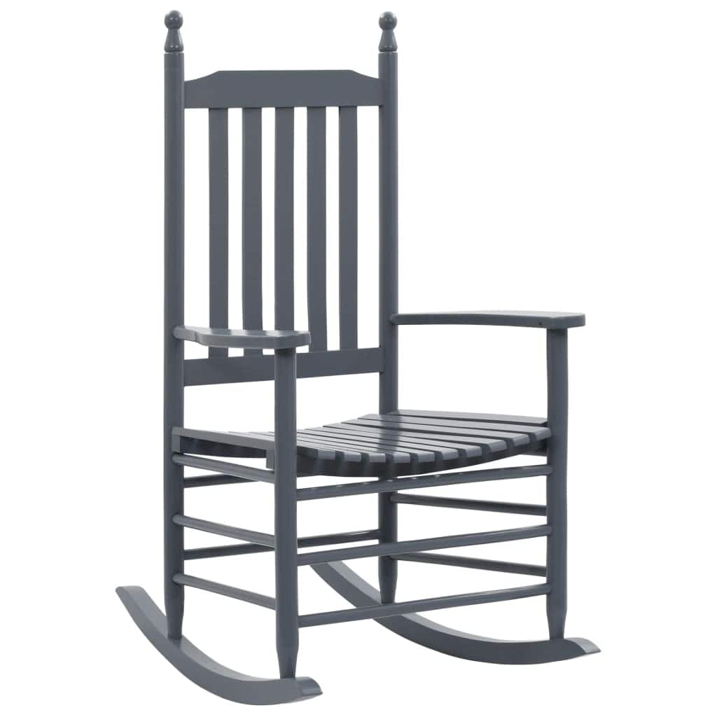 vidaXL Rocking Chair with Curved Seat Gray Poplar Wood - 23.8" x 32.3" x 44.9"