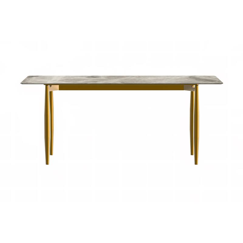 Zinti Rectangular Dining Table with Sintered Stone/Glass Top and Steel Legs
