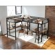 preview thumbnail 1 of 7, 2 in 1 Twin Size Metal Double Loft Bed with 2 Built-in Desks Black