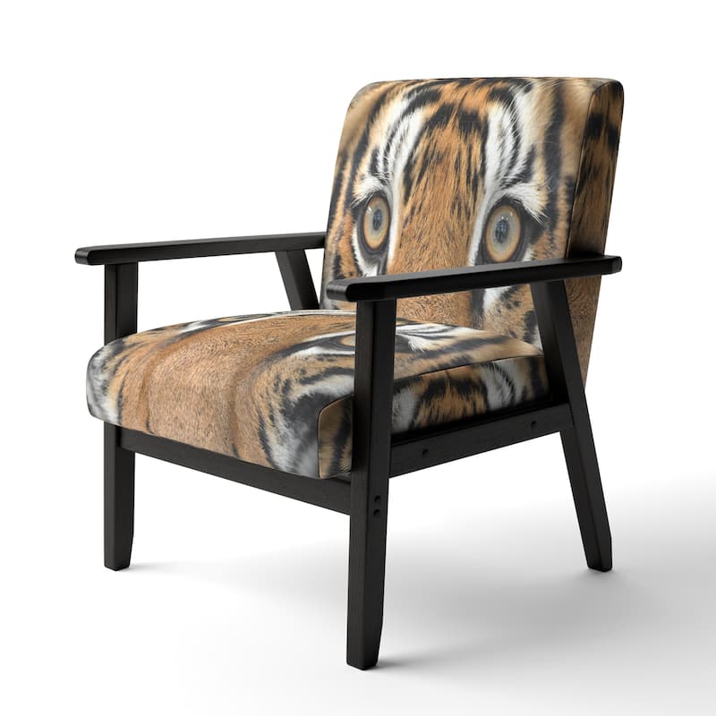 Designart "Bengal Tiger Eyes" Upholstered Modern Accent Chair - Arm Chair - Arm Chair