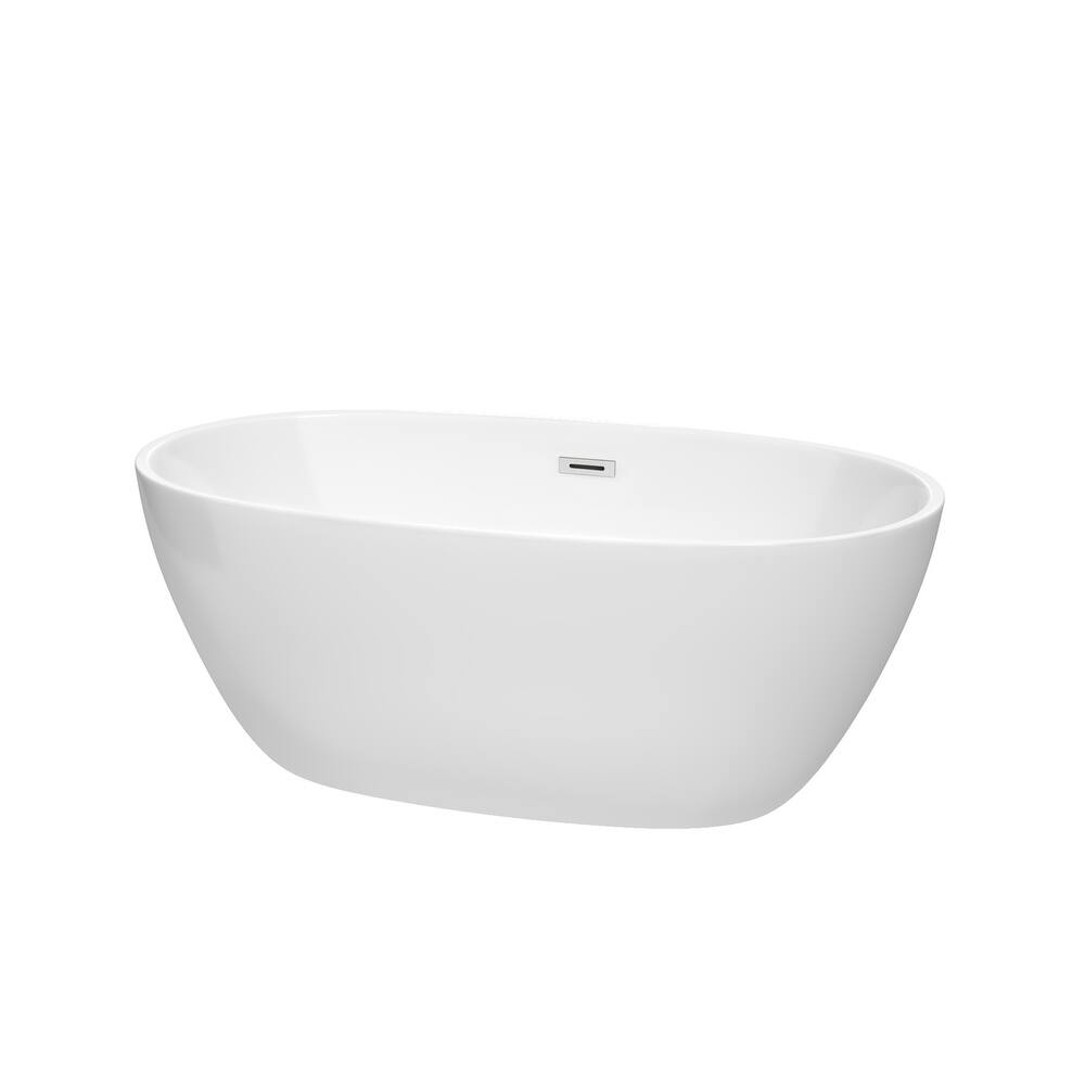 Wyndham Collection Juno 59-inch White Freestanding Soaking Bathtub