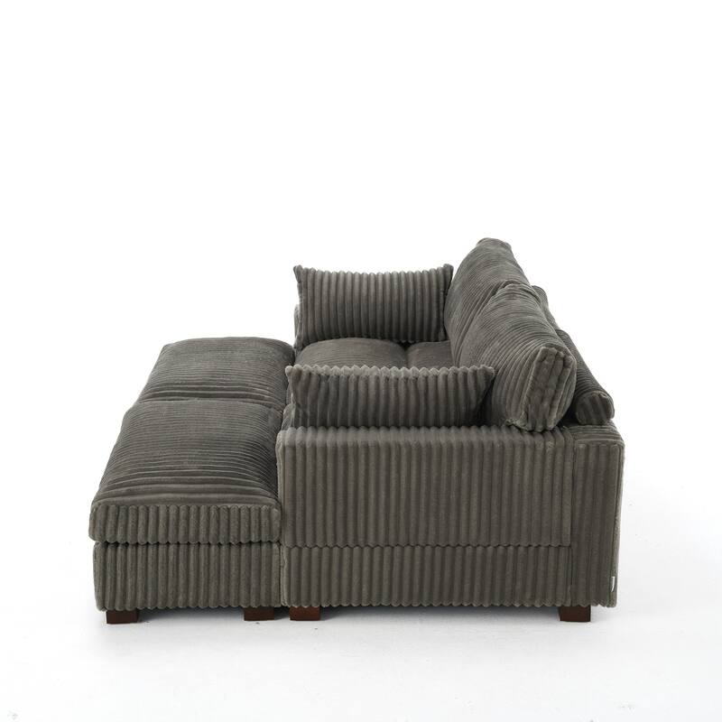 Modren Plush Oversized Modular Sectional Sofa Set with Chaise&Ottoman.