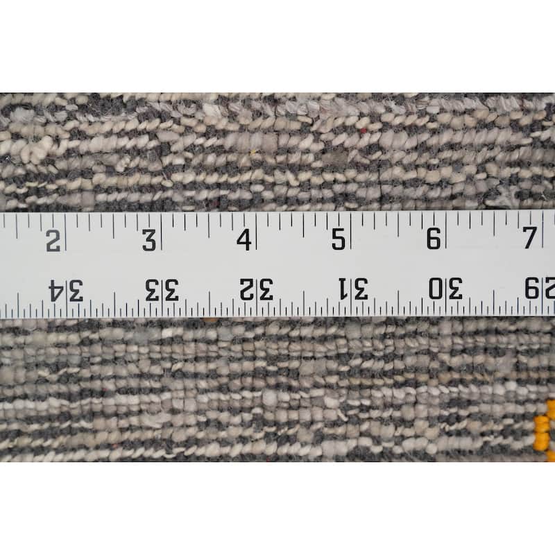 Hand Knotted Oriental Viscose Silk Carpet Tribal Animal Pictorial Greys & Charcoal Gabbeh Area Rug - 11' 8'' X 4' 11''