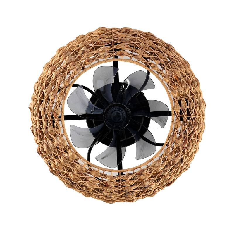 19.6" Bamboo Ceiling Fan With Remote Control ,6 Speed, DC Motor Reversible Ceiling Fan For Living Room