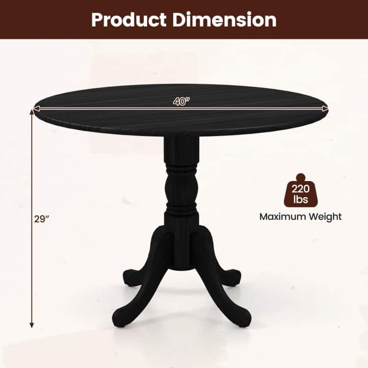 Wooden Dining Table with Round Tabletop and Curved Trestle Legs - 39.37" x 39.37" x 28.74"