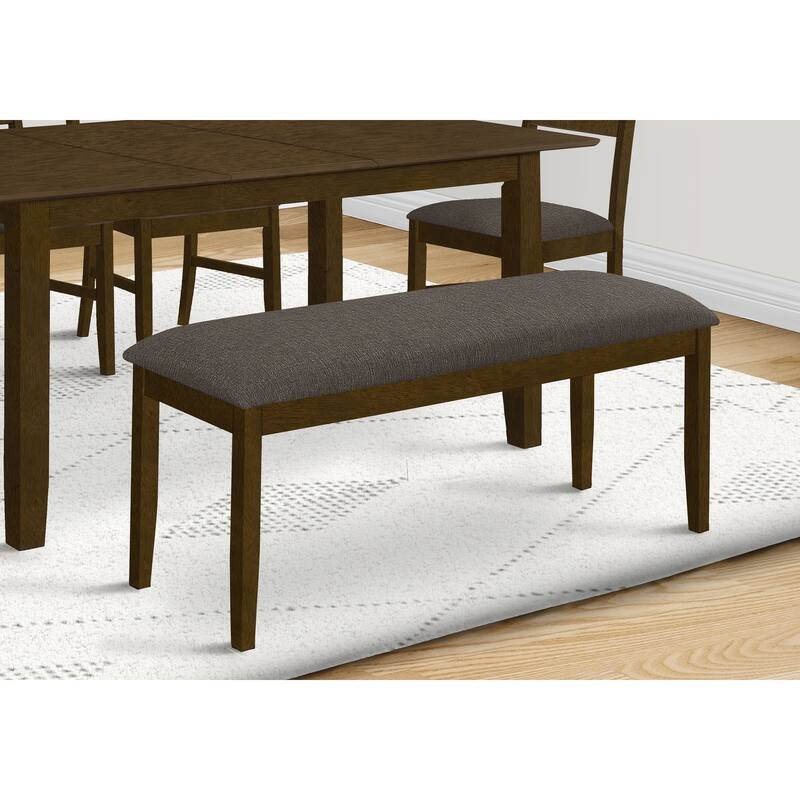 Bench, 42" Rectangular, Wood, Upholstered, Dining Room, Kitchen, Entryway, Brown And Beige, Transitional