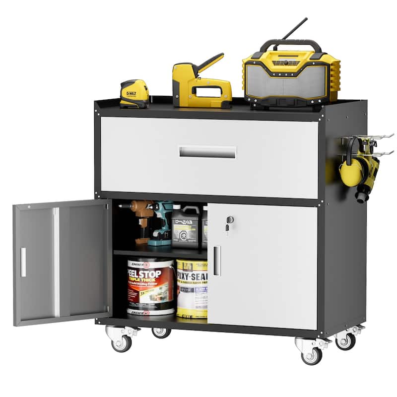 Metal Garage Cabinets, Rolling Tool Cart Boxes with Wheels