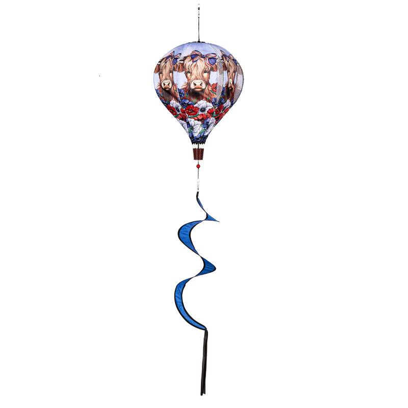 55" Patriotic Highland Cow Balloon Spinner