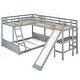 preview thumbnail 9 of 16, Twin over Full Bunk Bed with Desk and Slide,Full-Length Guardrail Twin Size Loft Bed.