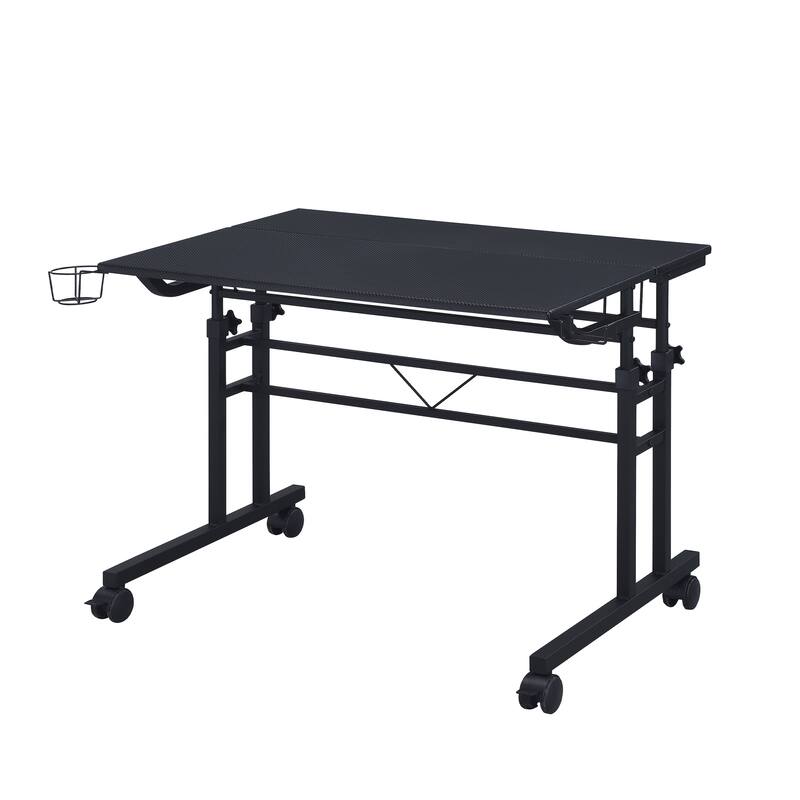 Rolling Writing Desk with Height Adjustable Desktop and Moveable Shelf
