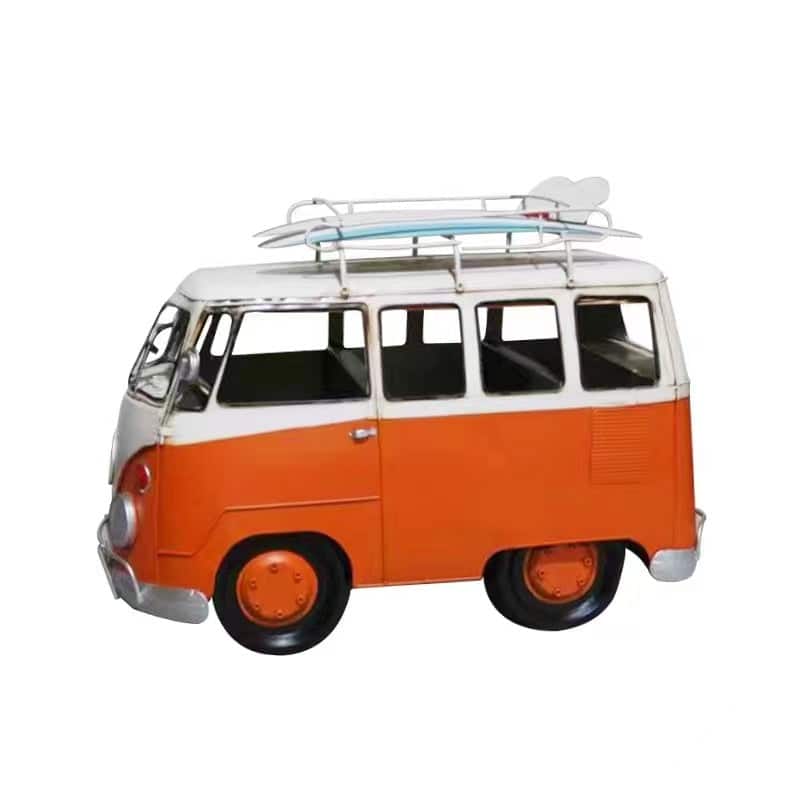 Vintage Orange VW Bus Metal Model