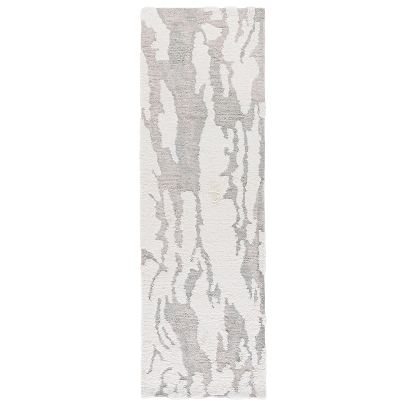 SAFAVIEH Handmade Casablanca Drenusha Modern Wool Rug - 2'3" x 8' Runner - Grey/Ivory