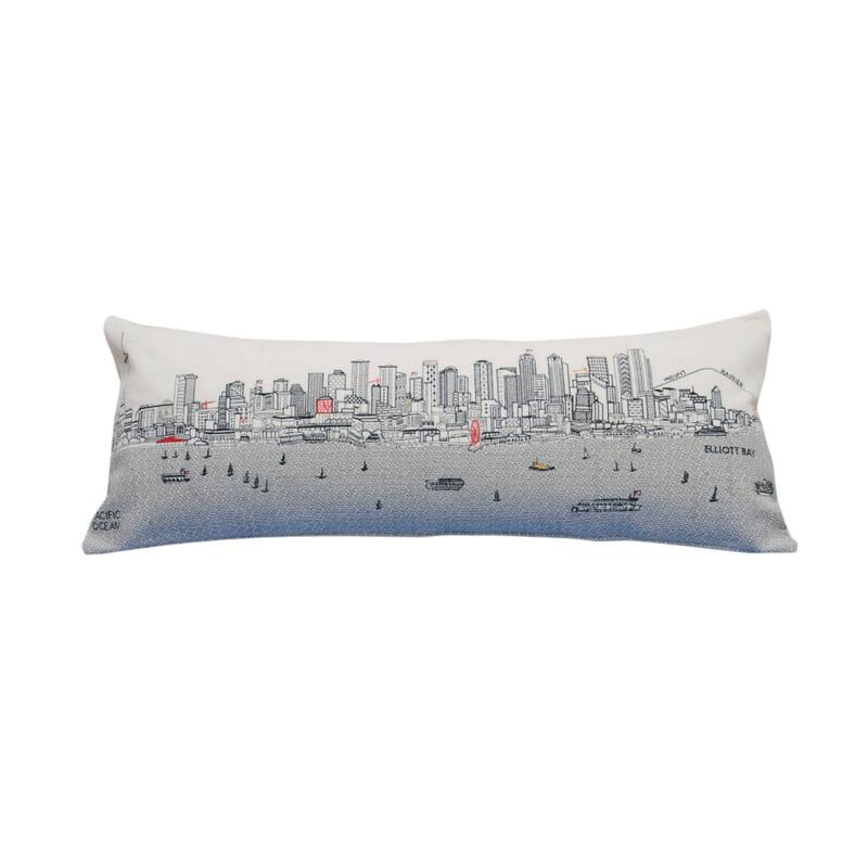 HomeRoots 35" White Seattle Daylight Skyline Lumbar Decorative Pillow