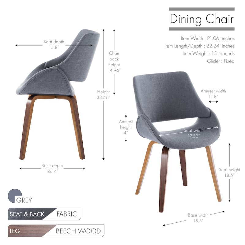 Porthos Home Teilo Fabric Dining Chair with Beech Wood Legs