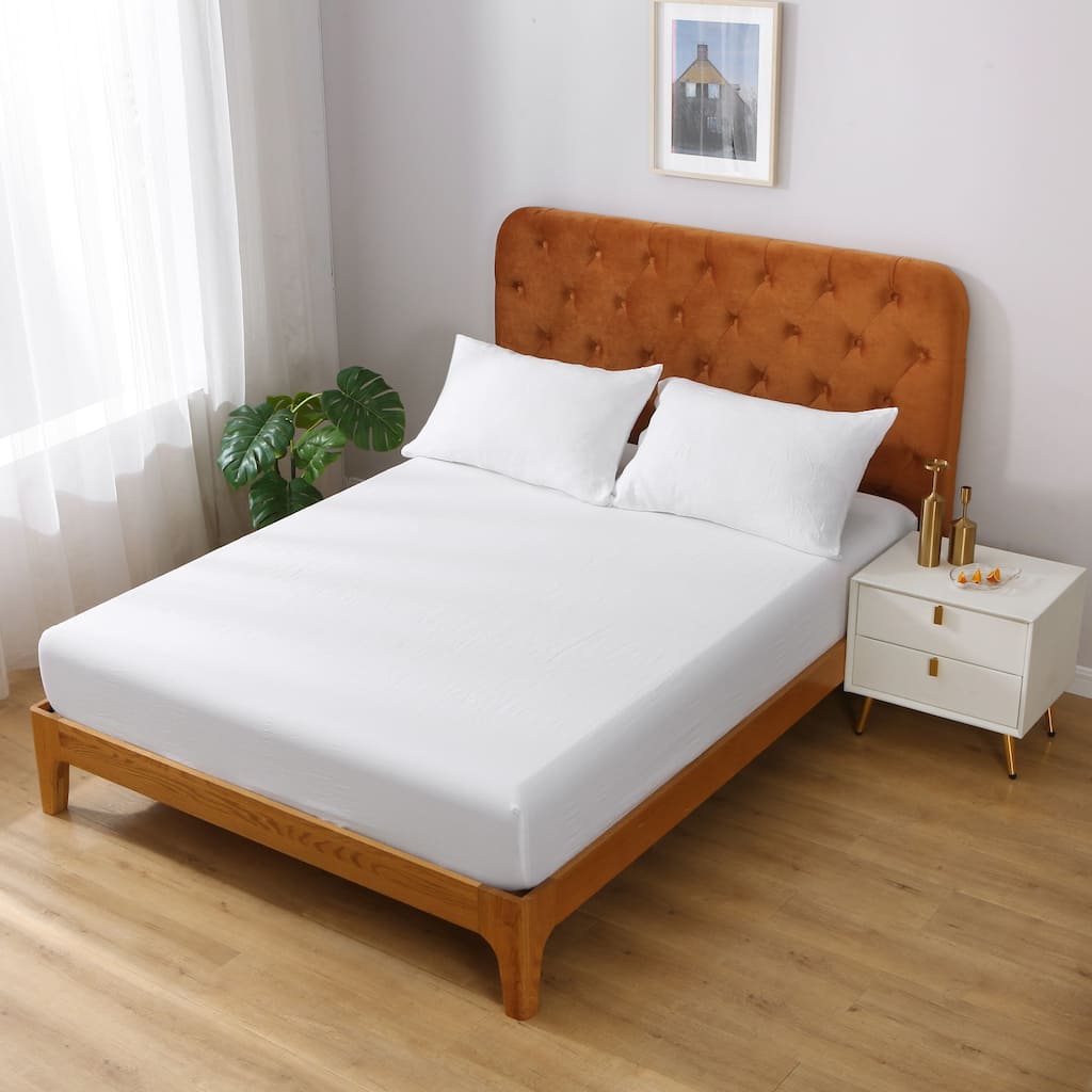 Highland Feather 100% Ultra Soft French Linen Fitted Sheet Set - 1 Fitted Sheet & 2 Pillowcases