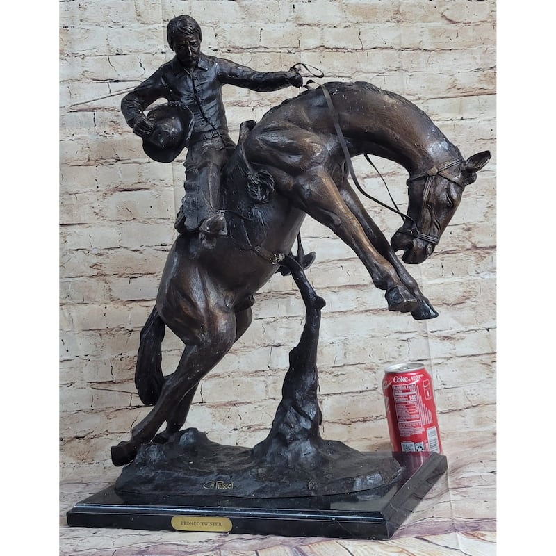 Bronco Twister C.M. Russell Western Bronze Sculpture Statue Cowboy 23 Inches X 24 Inches