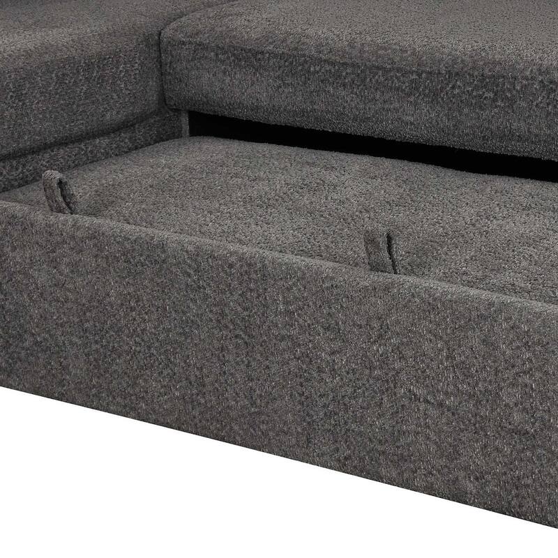 Sectional Sofa Pull Out Sofa Bed with Storage Ottoman, Convertible Sleeper for Living Room