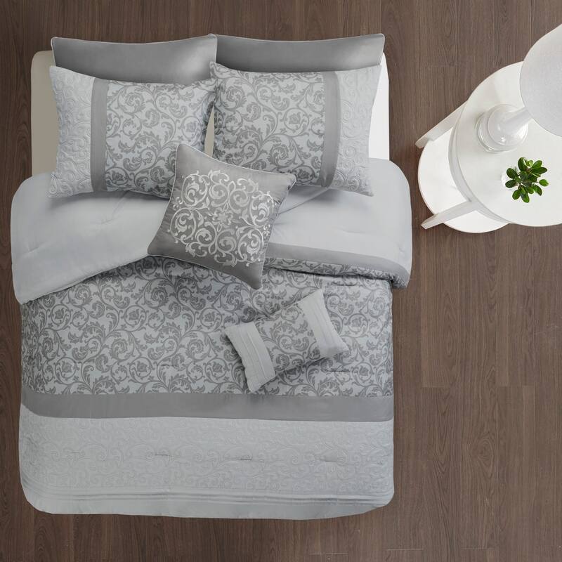 GDF Studio - Embroidered Comforter Set with Decorative Pillows