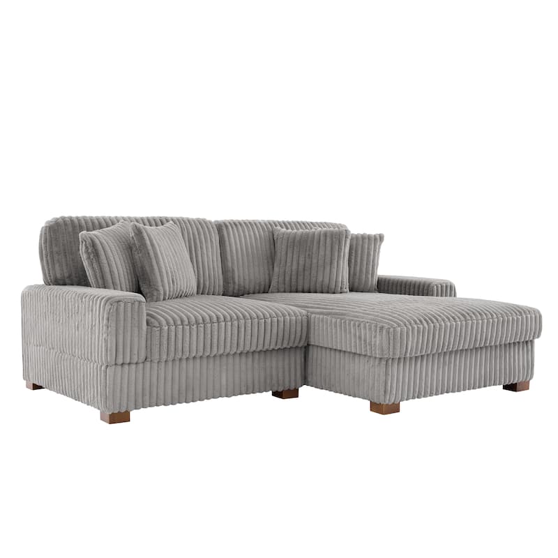 Anne 82" W Comfy Upholstered Plush Corduroy Modular Sectional Sofa