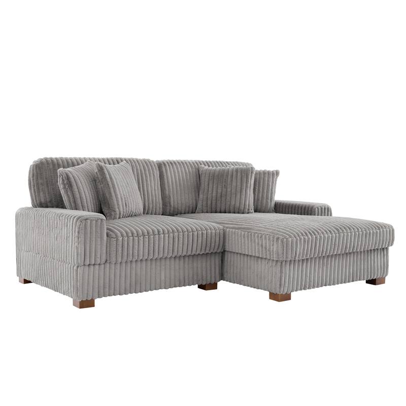 Upholstered Chenille Velvet L Shaped Couch Modular Sofa With Chaise Lounge