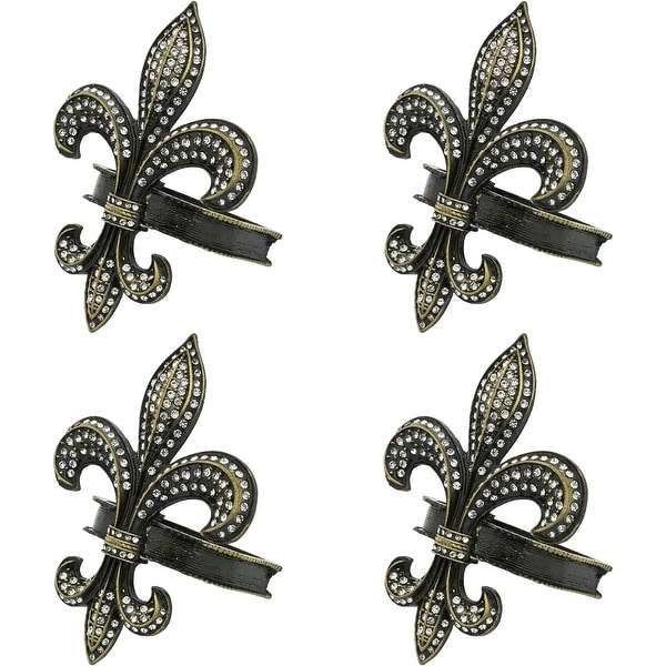 Fleur de Lis Design Napkin Ring Set of 4 On Sale Bed Bath