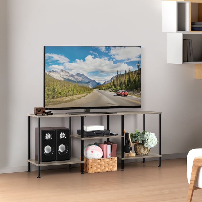 TV Stand for TVs, Entertainment Center with Open Storage Shelves, TV Media Console Table