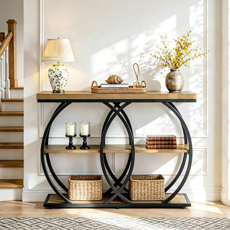 41.3" Console Table with Shelves, 3-Tier Entryway Table for Living Room, Hallway, Foyer
