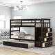 preview thumbnail 19 of 25, Twin Over Twin Wood Bunk Bed for Kids with Trundle and Staircase(4 Storage Drawers) Espresso