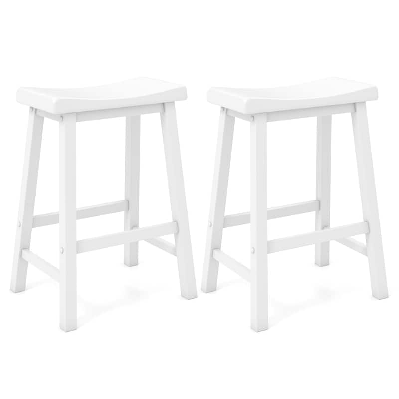 Gymax Set Of 4 Saddle Bar Stools Counter Height Dining Chairs w/
