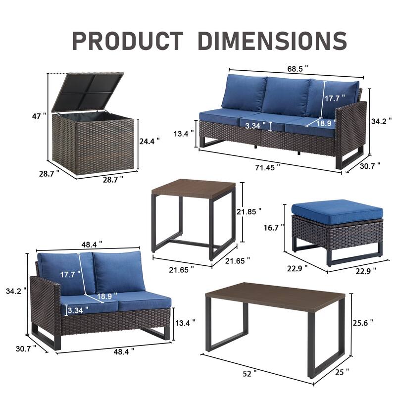 Gymojoy 5 Person All-Weather Wicker Outdoor Conversation Set Seating Group With Side Table And Ottomans