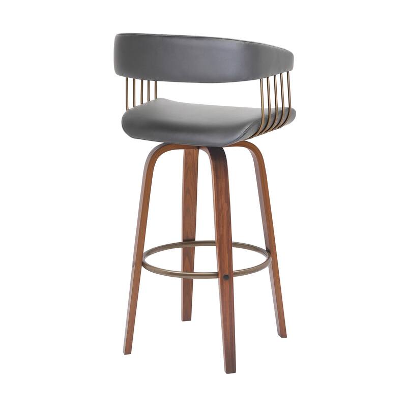 Topanga Modern Swivel Bar Stool, Upholstered Counter Height Chair with Bentwood Legs