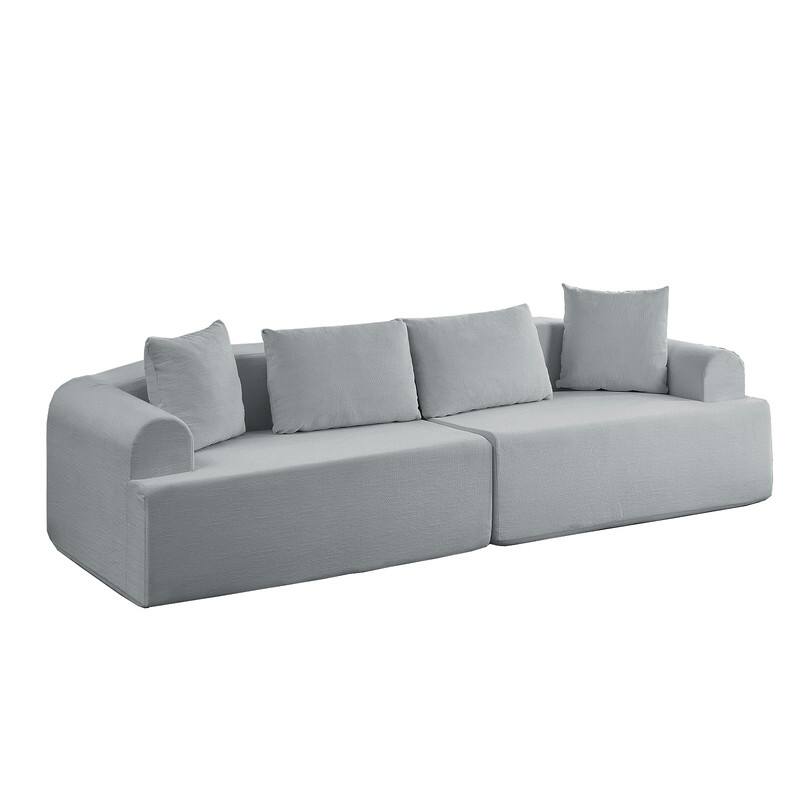 104" Curved Modular Sectional Sofa in Chenille Fabric Modern Minimalist Design Compressed No Assembly Required