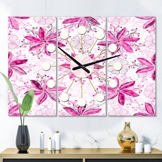 Designart 'Retro Floral Pattern XII' Oversized Mid-Century wall clock ...
