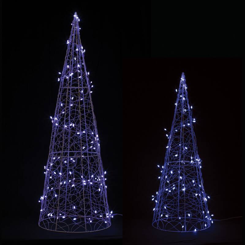 LED Lighted Christmas Cone Trees - 34.75" - Multicolor - Set of 2