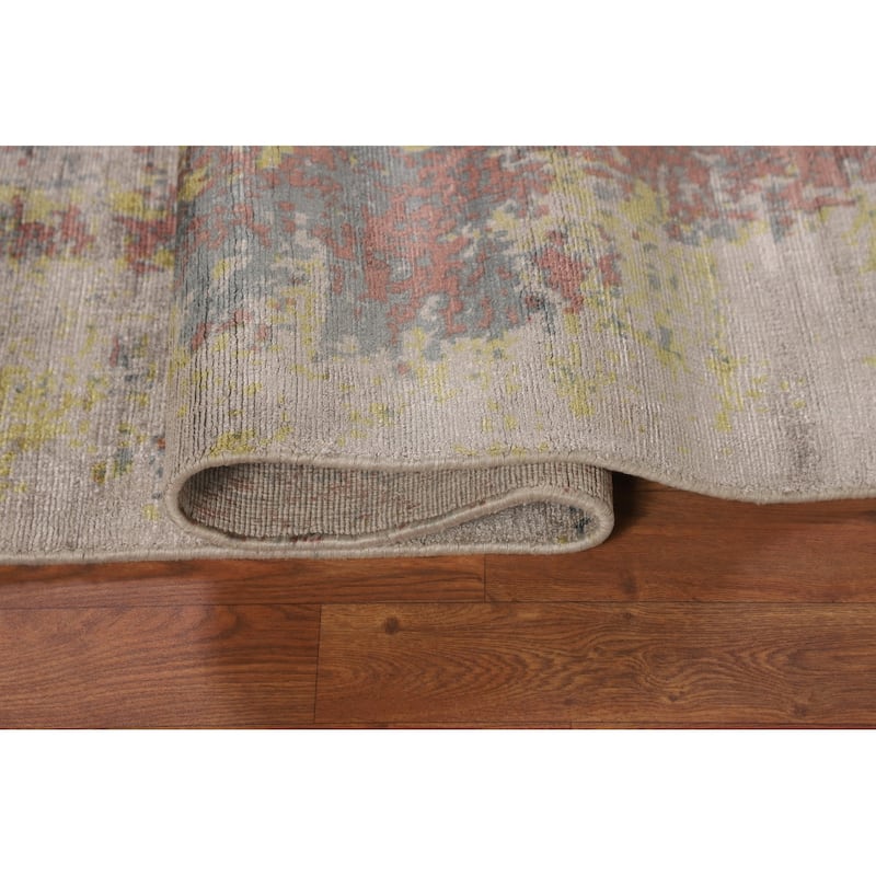 Contemporary Colorful Abstract Area Rug Handmade Wool Carpet - 4'10"x 7'4"