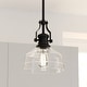 preview thumbnail 1 of 14, Beloit Farmhouse Kitchen Island Mini Pendant Ceiling Light Clear Seeded Glass 9-in W x 20.25-in H x 9-in D - Matte Black