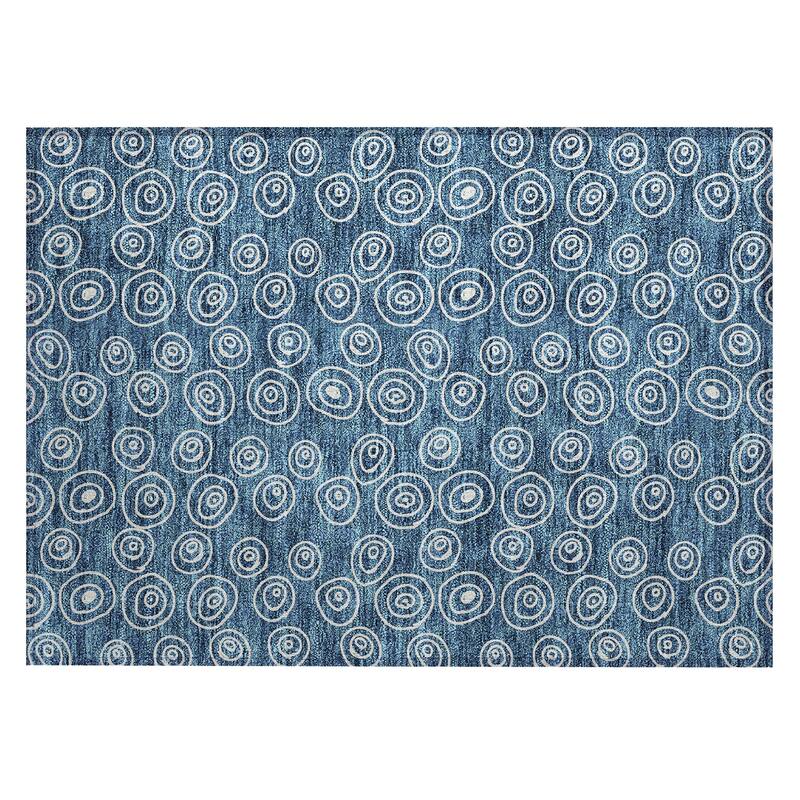 Machine Washable Indoor/ Outdoor Chantille Modern Bubbles Rug