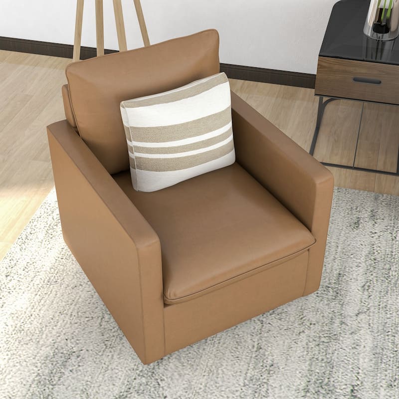 Mellory Transitional Faux Leather Upholstered Swivel Armchair by Furniture of America