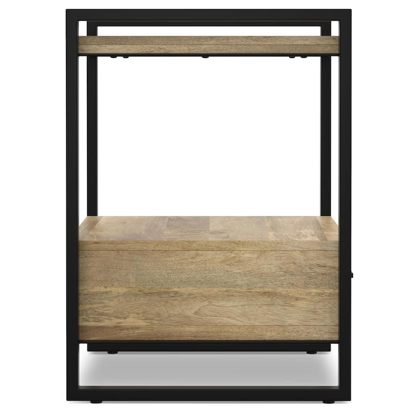 WYNDENHALL Lawson SOLID MANGO WOOD 22 inch Wide Square Modern Industrial Bedside Table in Natural