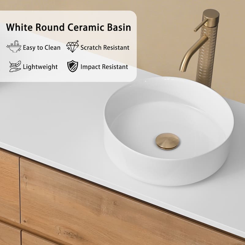 Sylphar 60 inch Toffee Oak Floating Bathroom Vanity with White Quartz Top