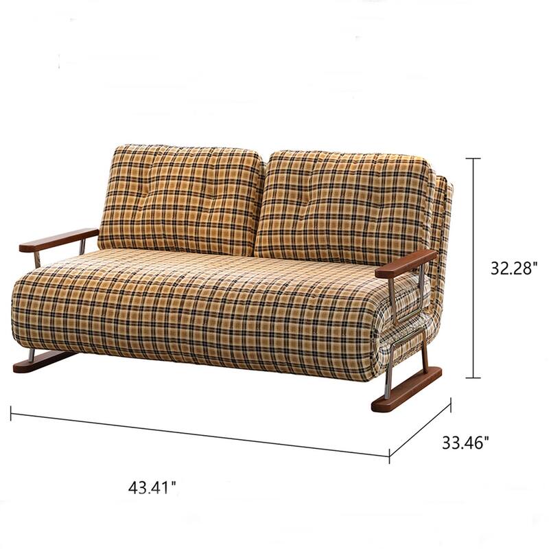JASIWAY Checkered 4-in-1 Sleeper Sofa Chair Bed for Small Spaces