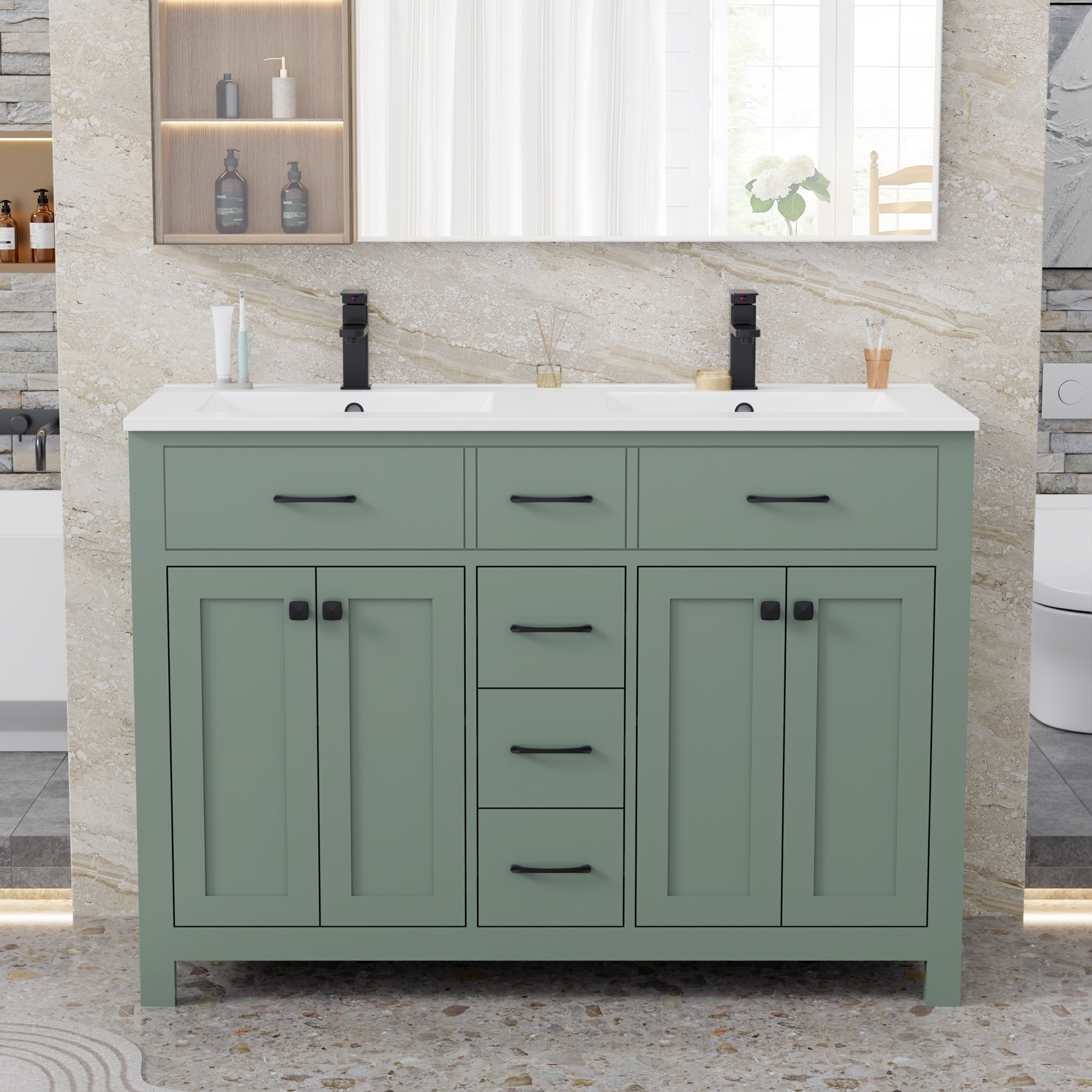 Modern Bathroom Vanity with Sink & Faucet Storage Cabinet Set