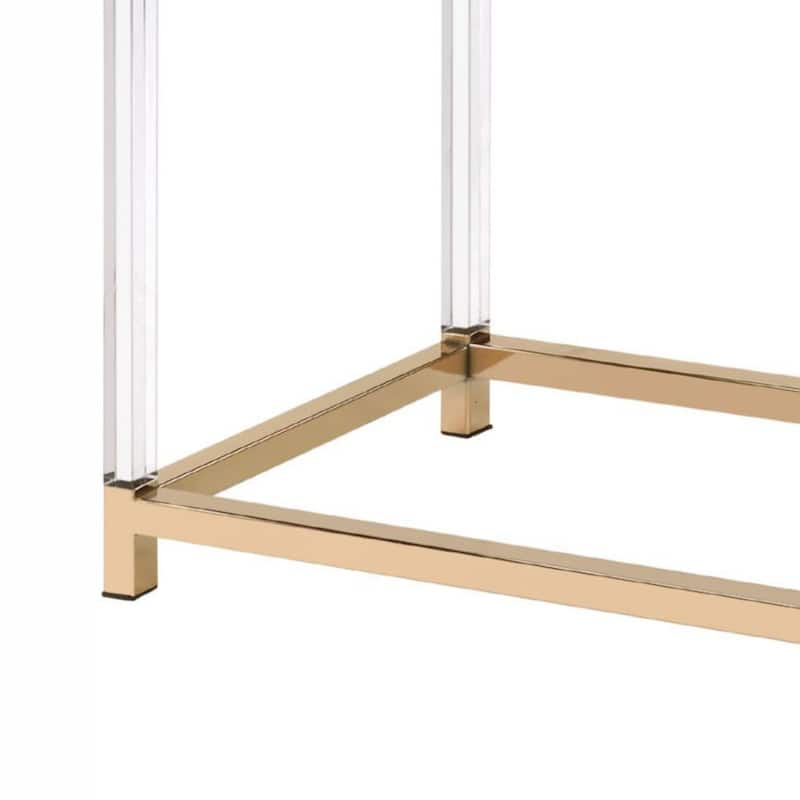 Metal Base Framed Console Table, Black and Gold