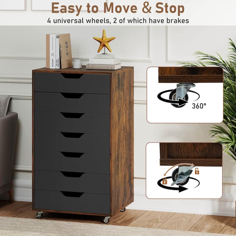 Costway 7-Drawer Chest Mobile File Cabinet Vertical Filing Organizer - See Details