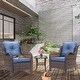 preview thumbnail 46 of 91, Outdoor Patio Furniture Set Brown Wicker Patio Conversation Seating Sets 3 Piece - Denim Blue