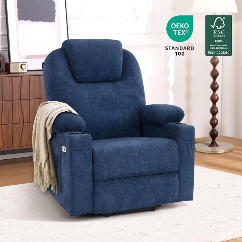 Power Lift Recliner Chair for Elderly, Massage and Heat, Fabric