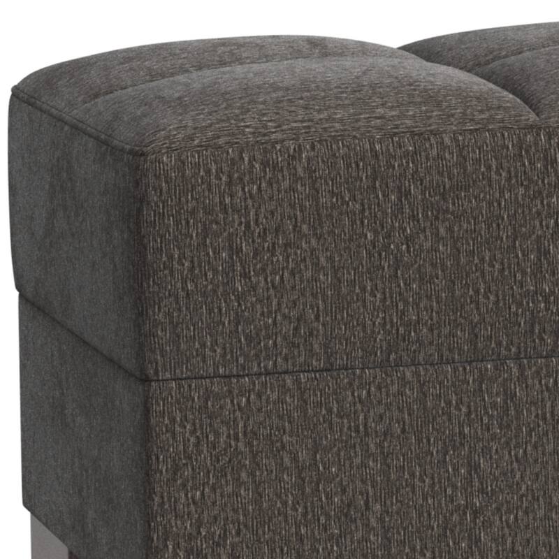 HomeRoots 50" Gray and Brown Chenille Tufted Storage Ottoman