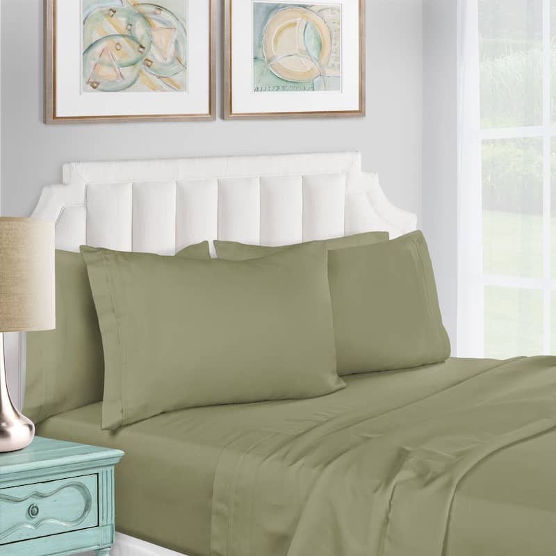 ﻿Superior 1200 Thread Count Egyptian Cotton Solid Bed Sheet Set - Full - Sage