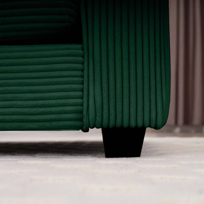 Green 150" Corduroy Modular L-Shaped Sectional Sofa with Ottoman